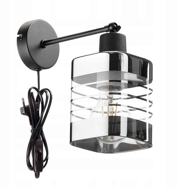 Nástěnná Lampa Nástěnné Skleněné Stínidlo Chromovaná Zástrčka E27