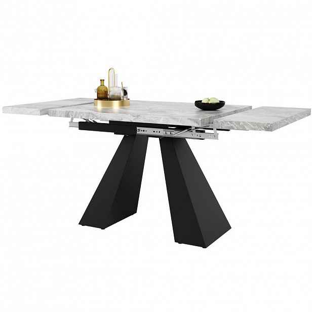 OKWISH JÍDELNÍ stůl 99-159/74/77 cm černo-šedý z MDF a kovu s rozkládací deskou