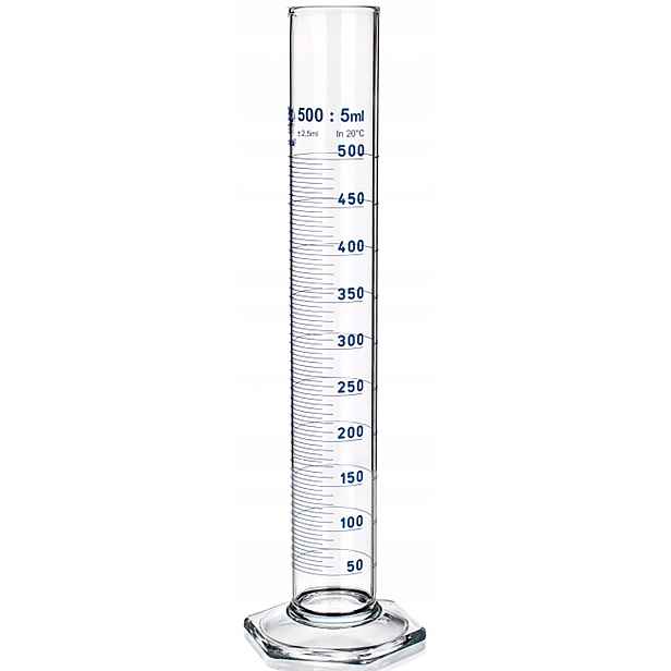 válec odměrný 500ml se 6hr.patkou a výlevkou skl.SIMAX