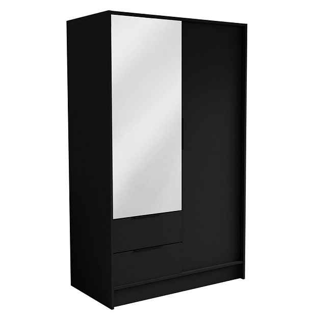 MASSENO ŠATNÍ SKŘÍŇ S OTOČNÝMI DVEŘMI CAVA, 102/200/51 cm moderní 2dveřová se zrcadlem, černá