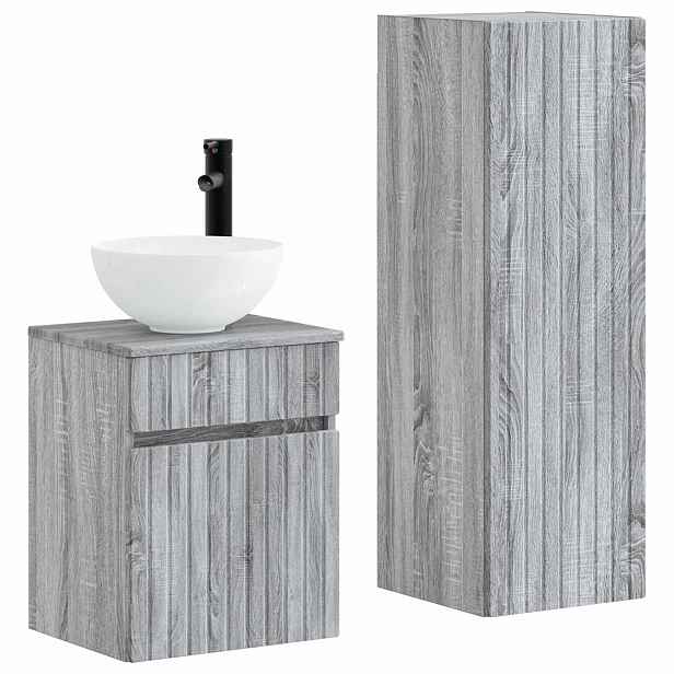 vidaXL Sada koupelnového nábytku 2 ks Šedý Sonoma 33 x 34,5 x 100 cm