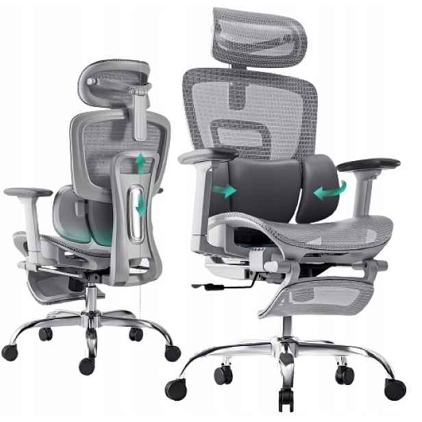Kancelářské Křeslo Ergonomická Podnožka Mesh Regulace Sgs