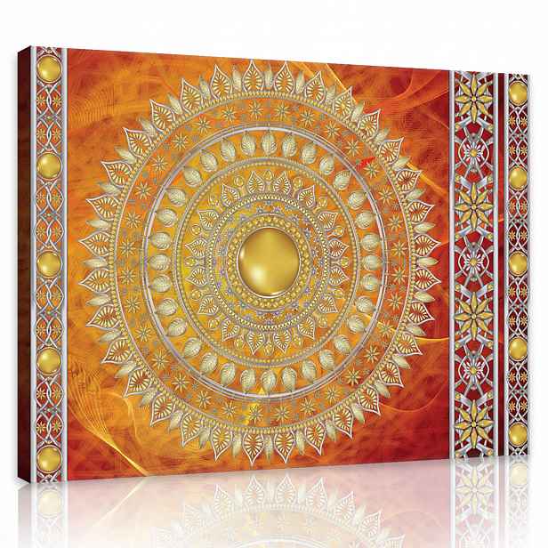 Obraz Mandala Ornament Červený Moderní Do Ložnice Obývacího Pokoje Plátno 100x70