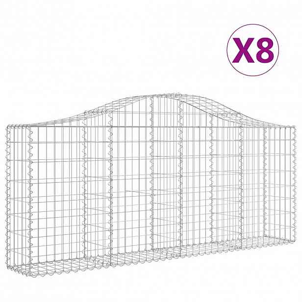 vidaXL Klenuté gabionové koše 8 ks 200x30x80/100 cm pozinkované železo