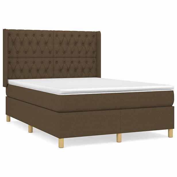 vidaXL Box spring postel s matrací tmavě hnědá 140x190 cm textil