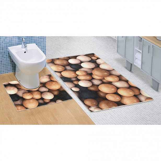 Bellatex Koupelnová předložka Dřevěné koule 3D, 60 x 100 + 60 x 50 cm