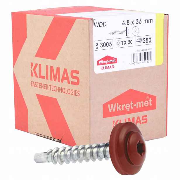 Farmářské Vruty Do Dřeva Torx 4,8 x 35 Ral 3005 250 Ks Wdd Klimas