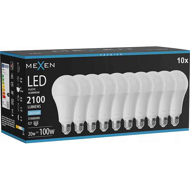 Mexen Nova 10x Led žárovka E27 A70 20W Studená Bílá 6500K 2100 LM