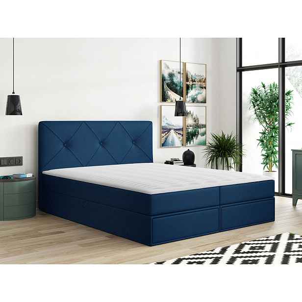 Moderní box spring postel Milena 180x200, modrá Manila HELCEL