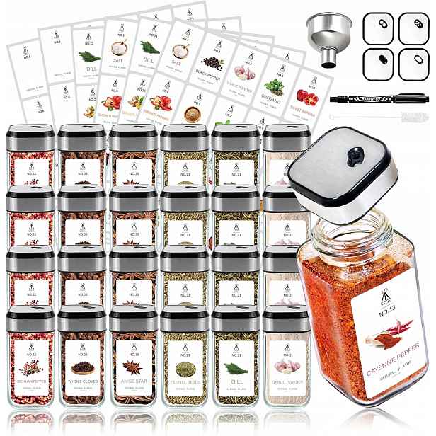Sklenice Na Koření 24x 120ML S Posypačem Hermetické