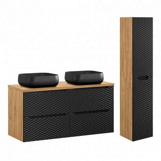Petits-meubles KOUPELNOVÝ NÁBYTEK 120cm Elora 2er-Set Černá a dřevěná
