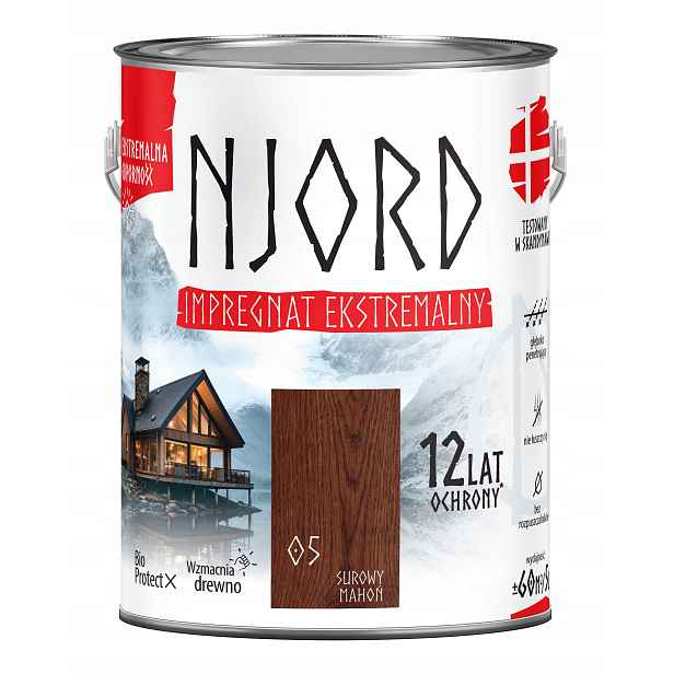 Njord Extrémní Ochranný Impregnát Na Dřevo, Surový Mahagon, 5 L