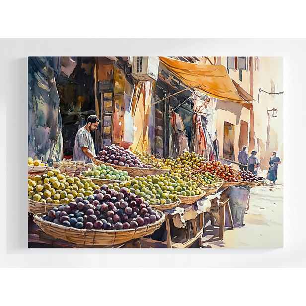 Plakát Arabské Město Ulice Bazar Targ Obchod Ovoce 100x75