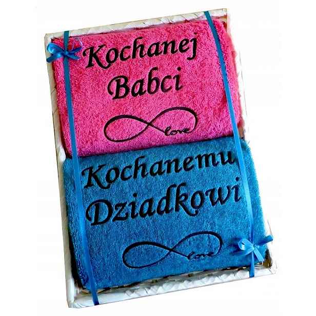Sada 2 ručníků s Výšivkou a nápisem dárek ke Dni Babiček pro Dědečka