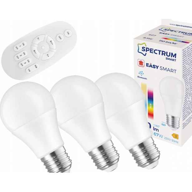 Set 3x Led žárovka E27 8.5W Rgb W Smart Bluetooth App Dálkový Ovladač