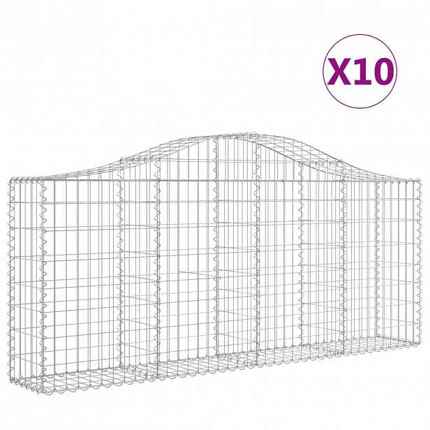 vidaXL Klenuté gabionové koše 10ks 200x30x80/100 cm pozinkované železo