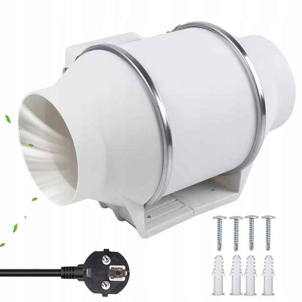 Kanálový odtahový ventilátor 100 mm 310 m3h, energeticky úsporný s Eu zástrčkou