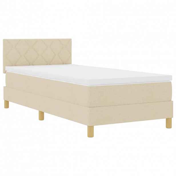 vidaXL LED box pružinová postel s LED pásky Krémová 90 x 190 cm textil