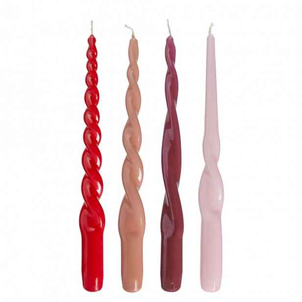 Butlers TWISTED Sada svíček 4 ks 29 cm - červená