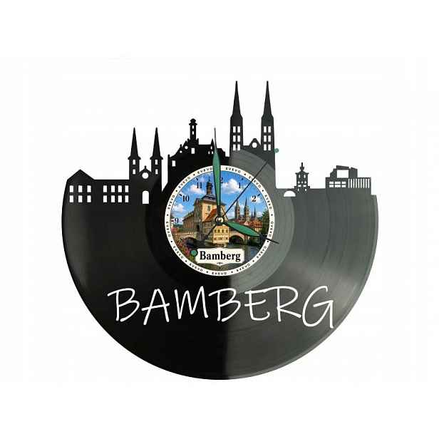 Hodiny Bamberg Město Německo Nástěnné hodiny Vinylová deska Dárek Památka