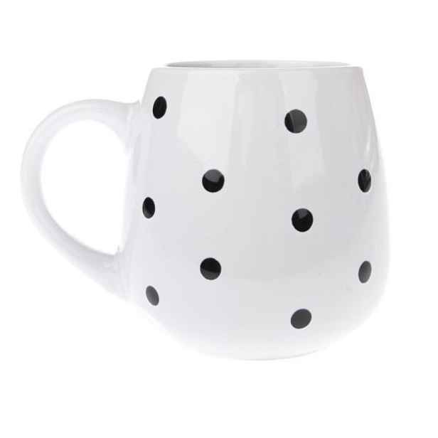 hrnek 520ml BÍLÝ, ČERNÝ PUNTÍK, D10x10cm, keramika