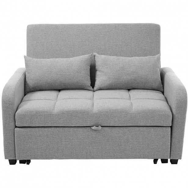 OKWISH ROZKLÁDACÍ pohovka 127/75/94 cm starožitná šedá z bavlny a lnu s polohovatelným opěradlem