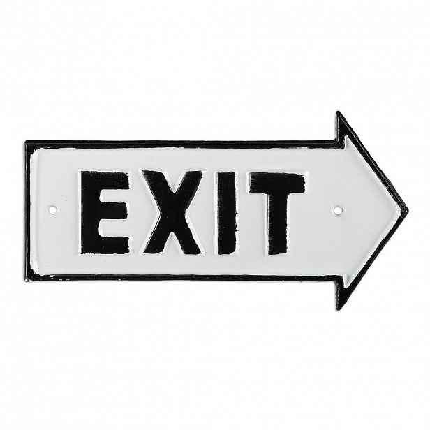Relaxdays CEDULE Bílá litina nápis EXIT šipka doprava