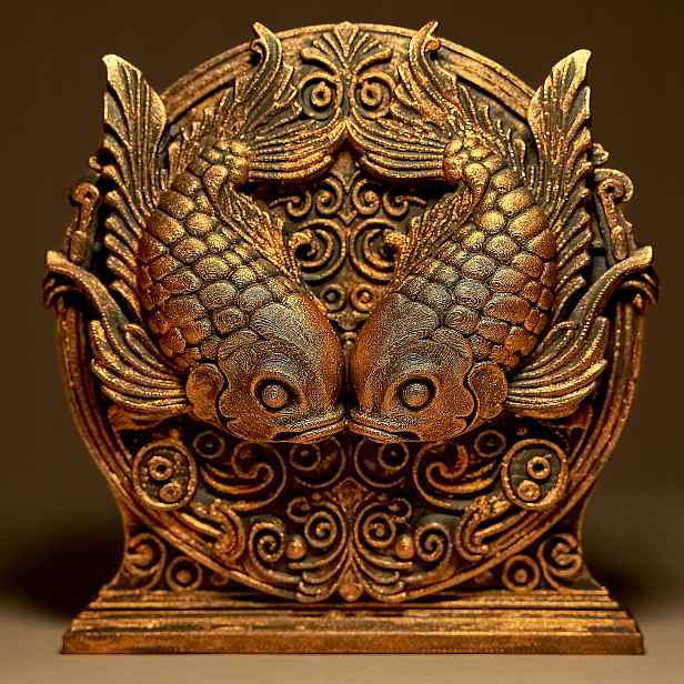 Ryby Zodiac Horoskop Socha Dekorativní figurka 25 cm ručně malovaná