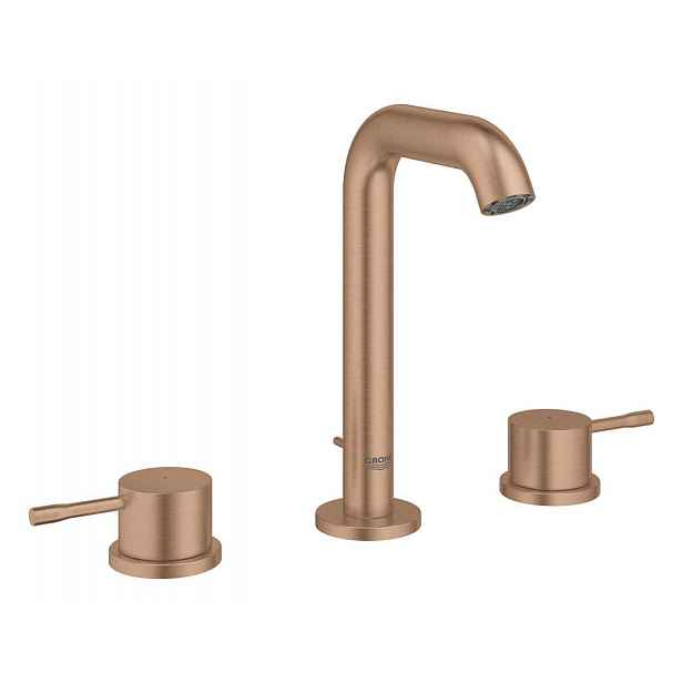 Grohe Essence - Umyvadlová baterie s výpustí, 3-otvorová instalace, kartáčovaný Warm Sunset 20296DL1