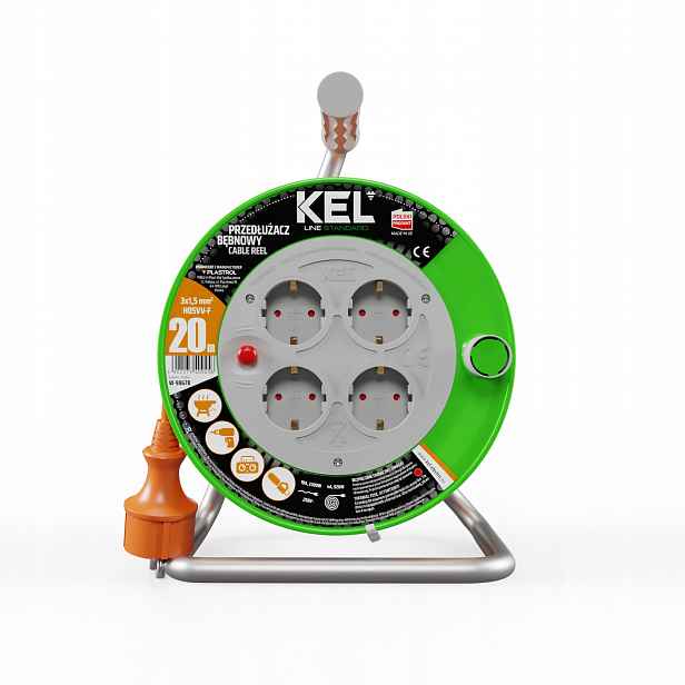 Prodlužovací Kabel bubnový 20 m 4 zásuvky 230 V Schuko 3680 W