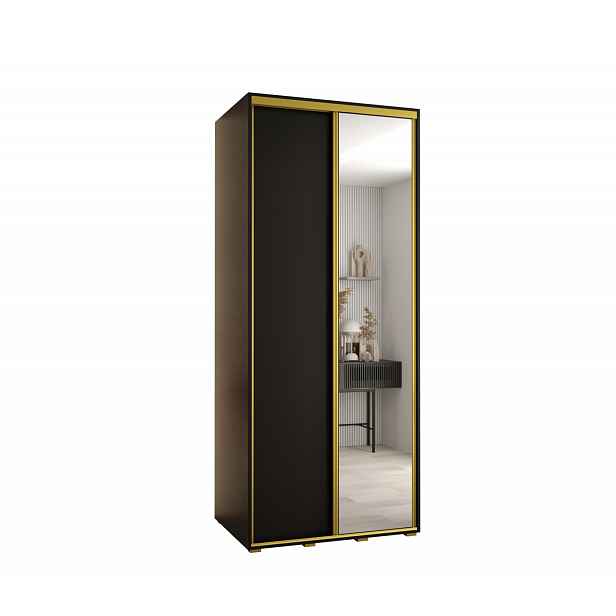 Šatní skříň ASIRI 3 - 120/60 cm, černá / zlatá