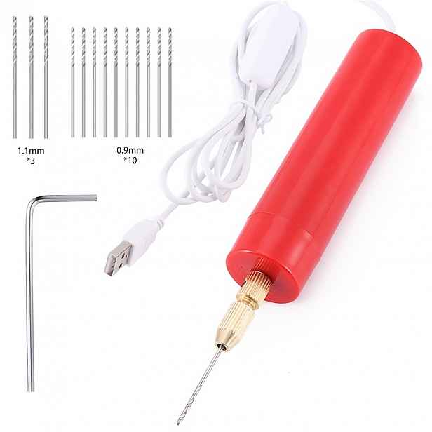 TEMU 15ks Mini Elektrická Vrtačka, USB Napájená Malá Vrtačka pro Perlové Tvoření, Děrování a Pero-Styl Broušení