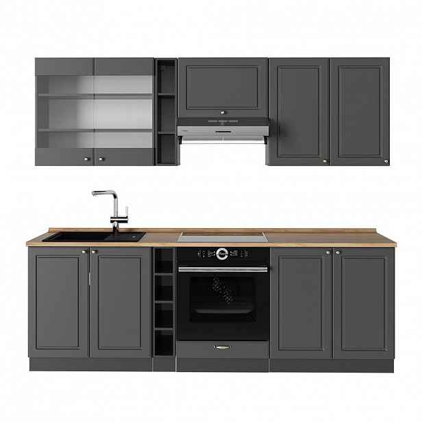 Vicco KUCHYŇSKÝ KOUT Fame-Line Anthrazit-Gold Landhaus 235 cm , PD Dub