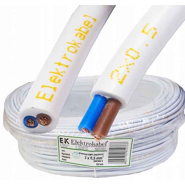 Kabel Omy 2x0,5 mm kulatý Lanko Cu 50 m kulatý
