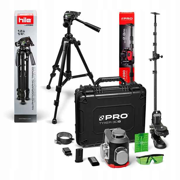Křížový laser Tyxer 3DG SadaPLUS stativ Hl L1201 tyč Pro LA139