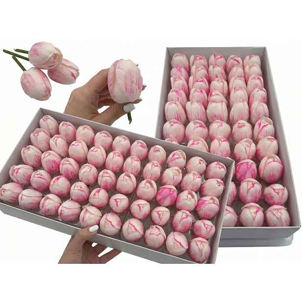 Tulipány Mýdlové Růžové Ombre Flowerbox Sada 50 Ks Dekorace Dárek Diy