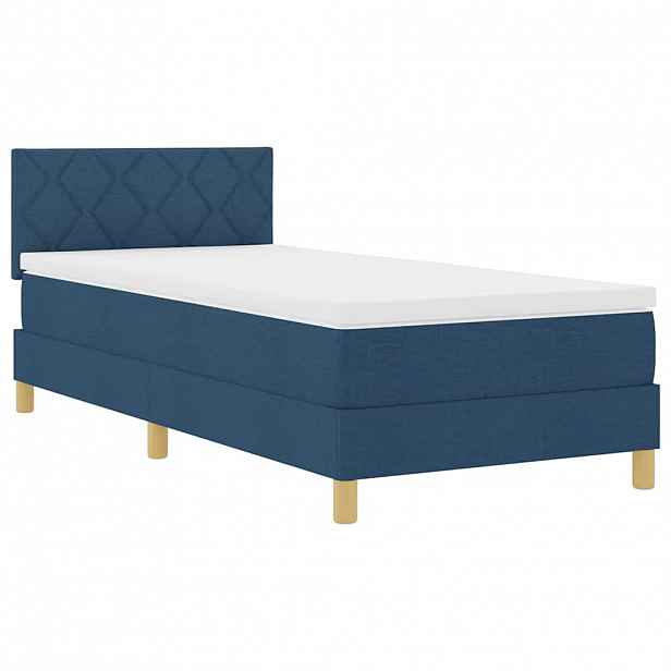vidaXL LED box pružinová postel s polštářem Modrá 90 x 190 cm textil