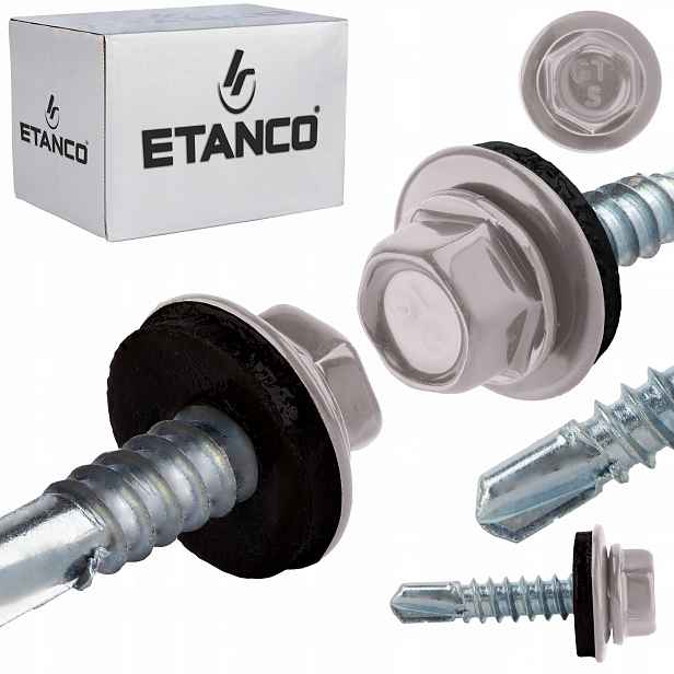 Samovrtné šrouby do kovu 5 mm 5,5 x 25 mm Ral 9007 250 ks Etanco GT5 Z14