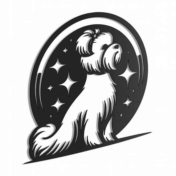Dřevěný 3D obraz Pes Shih Tzu Nástěnná Dekorace Dárek