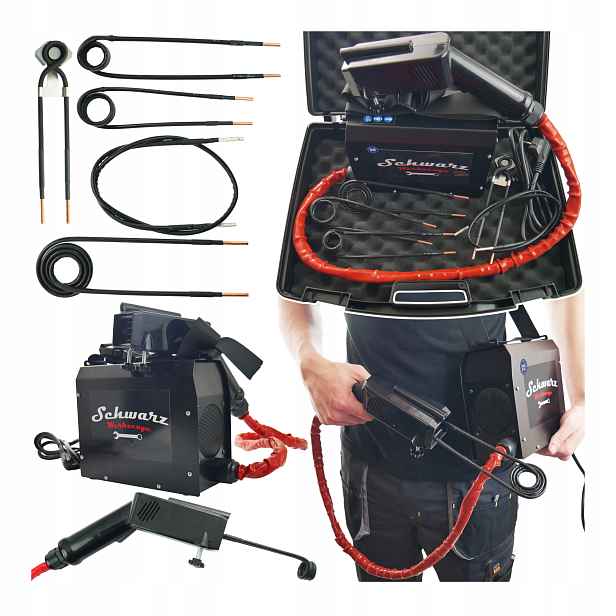 Ohřívač šroubů matic Schwarz Induktor 3000 3 kVA 230V Sada cívek