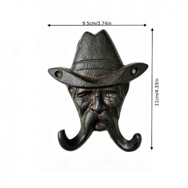 TEMU Vintage západní kovbojský háček z litiny, věšák na klíče do předsíně, nástěnný dekorativní věšák na kabáty, univerzální háčky