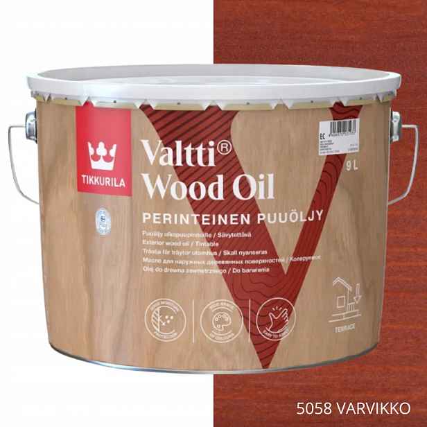 Tikkurila Valtti Wood Oil Olej Na Dřevo 9 L Barva 5058 Varvikko