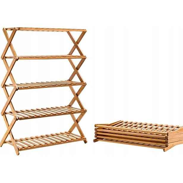 Bambusový Stojan Na Boty Skládací 67x25x50 cm Dřevěný Čtyřúrovňový
