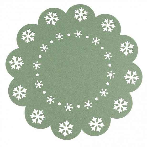 Altom Prostírání Snowflake zelená, pr. 38 cm, sada 4 ks