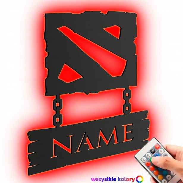Dřevěný 3D obraz Dota 2 s tvým jménem Nástěnná Dekorace Noční Lampa Led