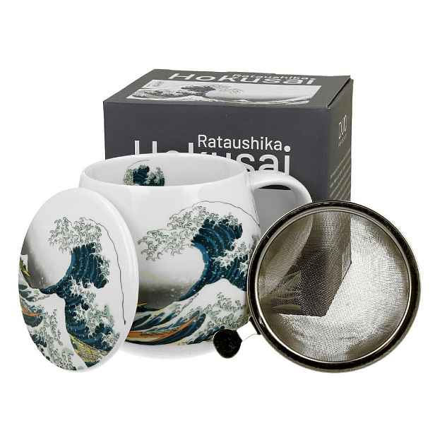 Duo Porcelánový hrnek Hokusai The Great Wave 430 ml se sítkem vícebarevný