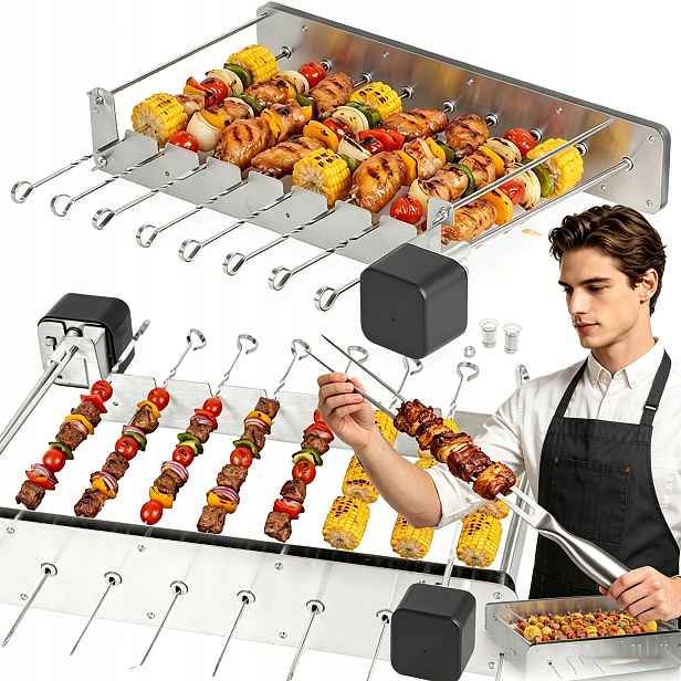 Elektrický Barbecue Gril Zahradní Elektrický Automatický Otočný Gril