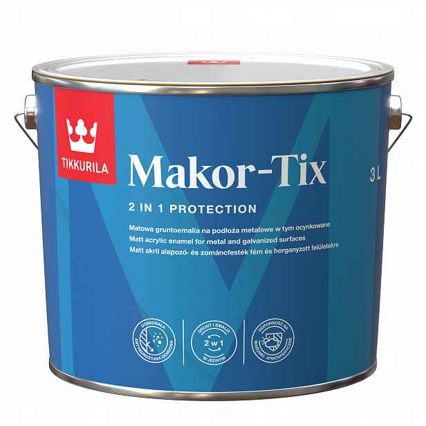 Makortix barva na střechu, pozink 3L Šedá metalická Tikkurila