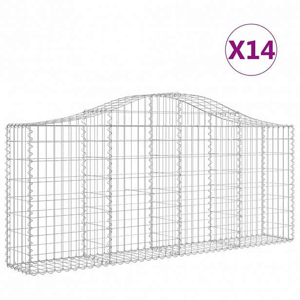 vidaXL Klenuté gabionové koše 14ks 200x30x80/100 cm pozinkované železo