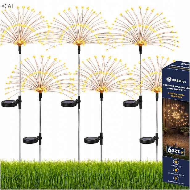 6 x Solární Zahradní Lampa Solární Strom Led Pampeliška Zapichovací KREOleo